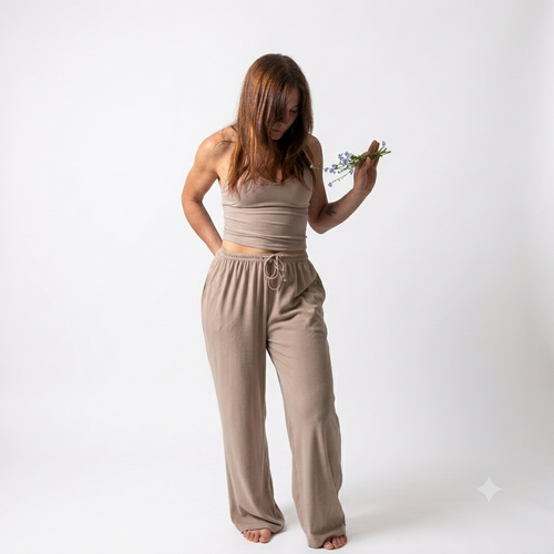 Linen Brown 3-Piece Athleisure Set