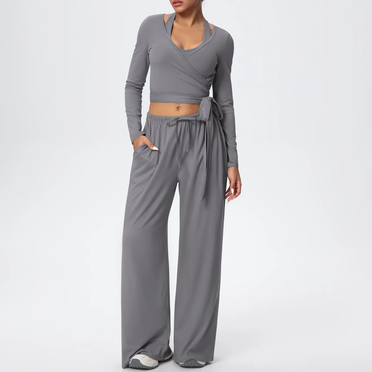 Silver Gray 3-Piece Athleisure Set