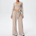 Linen Brown 3-Piece Athleisure Set